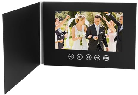 GOWENIC Videobroschüre, Personalisierte Video-Grußkarte mit LCD-Farbbildschirm, Anpassbares Videobuch für Produktwerbung, Hochzeitstag, 7 Zoll, Schwarz