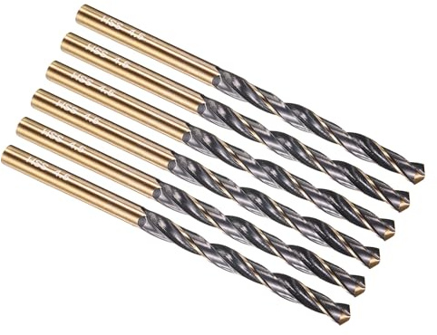 PATIKIL 4.5mm Drill Bit, Jobber Straight Shank M2 High-Speed Steel 118° Nitriding Black and Gold Finish for Stainless Steel Hard Metal - 6 Pack
