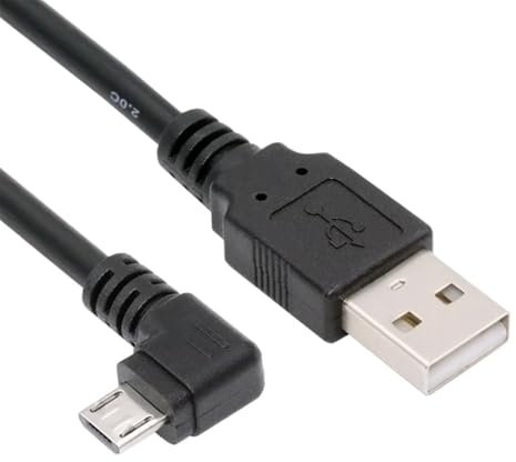 cablecc Câble d'alimentation et de données USB 2.0 Type-A vers 5 V Micro USB 5 broches à angle droit pour téléphone, tablette, appareil photo 20 cm