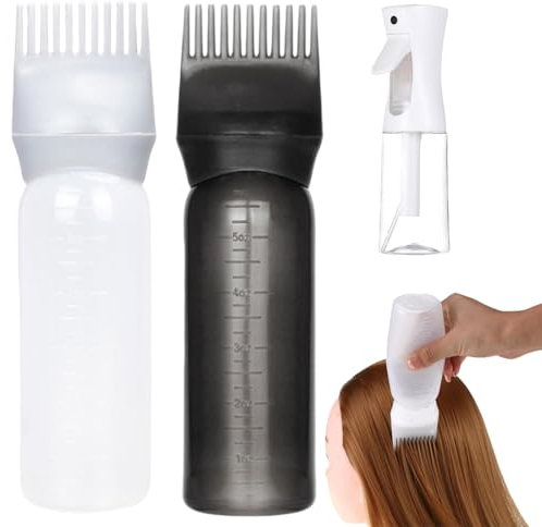 Botella Aplicadora de Aceite para el Cabello,Botella Aplicadora de Peine,160ml Aplicador Aceite Pelo,Raíz Botella Aplicadora Aceite,Tinte Cepillo Aplicador,Botes Aplicadores de Tinte,Spray Bottle