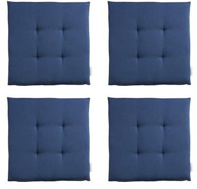 TOM TAILOR NEU! Sitzkissen Stuhl 4er Set - gemütliche Stuhlkissen 40x40 cm in Blau - Sitzauflage waschbar für Esszimmer, Bürostuhl, Bank, Boden & Gartenmöbel - Oeko Tex Zertifiziert