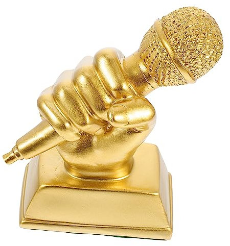Premio Musicale Microfono Decorativo Oro per Ragazzo Ragazza, in Resina