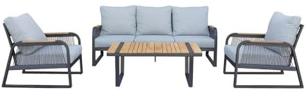 Home Deluxe Gartenlounge MARABA – Aluminium | Moderne & wetterfeste Lounge-Garnitur für Terrasse & Garten