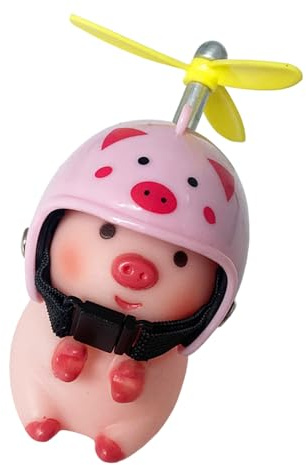 Schwein Mit Helm - Fahrrad Motorrad Dekoration | Süße Fahrradhupe | Gummi Schweinchen Auto Ornament | Ferkel Fahrrad | Silikon Bike Deko | Fahrraddekorationen Ferkel Propeller Figur Lenker Zubehör