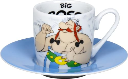 Konitz Espressoset Asterix Big Boss | 90 ml Espressotasse aus Porzellan – spülmaschinengeeignet & mikrowellengeeignet; für Espresso & Mokka
