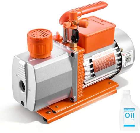 VEVOR Pompa per Vuoto 7 CFM 198 L/min, Pompa per Vuoto a Palette Rotanti a Due Stadi HVAC per R134a R22 R410a R1234YF R32, Motore a 4 Poli per Manutenzione dei Veicoli