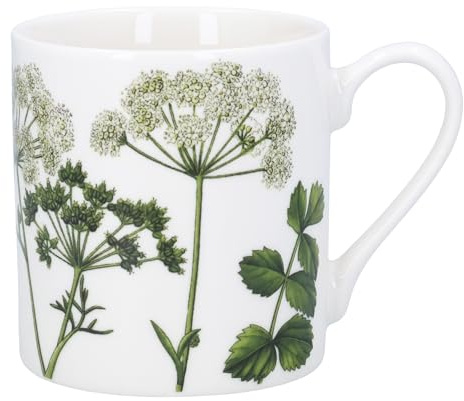 Gisela Graham Spring Hedgerow Patterned Mug, New Bone China, White, 360ml, Botanical Design