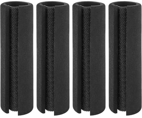 4 Pcs Universal Foam Handle Cover with Hook and Loop Straps,4.25 Inch Soft Buffer Tube Cover Pad Handle Covers for Fitness Home Lawn Bicycle Motorbike Handlebar Replacement(Color:Black)