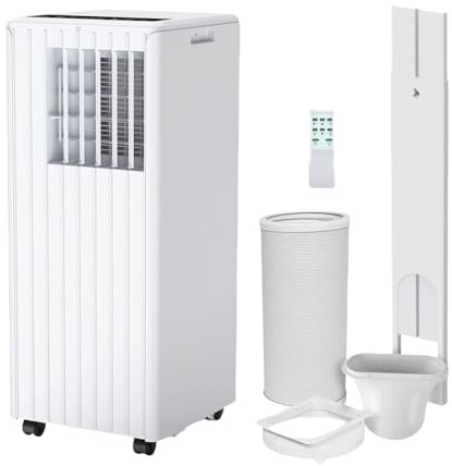 3-in-1 Portable Air Conditioner 7000 BTU, Cooling, Fan & Dehumidifier, Digital Display, 2 Fan Speeds, Energy Efficient, Sleep & Quiet Modes, 24H Timer, Remote & Window Kit, Cools Rooms up to 300sq.ft
