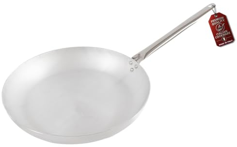 MOHOME Padella Alluminio Professionale Induzione Made in Italy Manico Acciaio Inox Ø 36 cm Pentola Fondo Basso Rotonda Altezza 5,6 cm Piano Cottura Grill Fornello Gas Forno