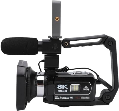 Bewinner Cámara de Vídeo 8K Videocámara HD de 64 MP con Zoom Digital de 18x, Pantalla Táctil de 3,0, Luz de Relleno y Tarjeta de 32 GB, Videocámara Digital WiFi para Vlogging, Cámara Web,