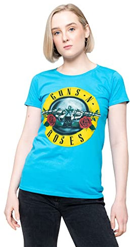 Guns N' Roses Women's Classic Bullet Logo T-shirt Sky Blue