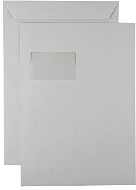 250 Versandtaschen Faltentaschen C4, haftklebend, weiß - mit Fenster