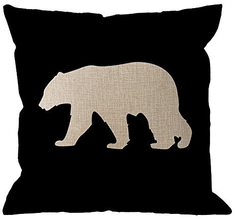 HGOD DESIGNS Kissenbezug mit schwarzem Hintergrund, Bär, Baumwolle, Leinen, quadratisch, Standard-Kissenbezug, für Männer, Frauen, Kinder, Heimdekoration, Sofa, Sessel, Wohnzimmer, 45.7 x 45.7 cm