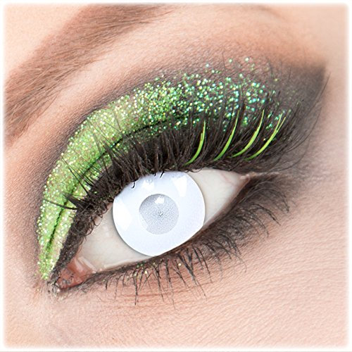 Farbige weiße weisse 'Blind Mentalist' Kontaktlinsen 1 Paar Crazy Fun Kontaktlinsen mit Kombilösung (60ml) + Behälter zu Fasching Karneval Halloween - Topqualität von 'Giftauge' ohne Stärke