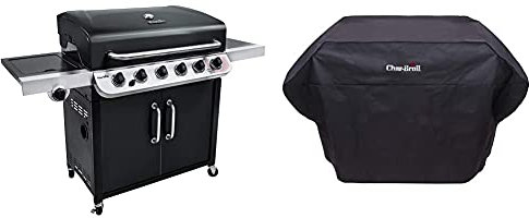 Char-Broil Convective Series 640 B XL - 6 Burner Gas Barbecue Grill, Black Finish with 140 385 - Universal Extra-Wide Barbecue Grill Cover, Black