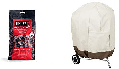 Weber Briquettes 8kg & Amazon Basics Kettle Grill Cover