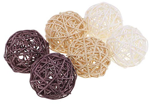 Oshhni 1 Wicker Rattan Bälle Dekorative Kugeln Blumenvase Füller für Party Zubehör Garten Dekoration, Mehrfarbig, 7cm