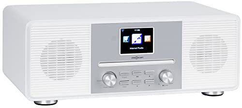 oneConcept Radio, Internetradio mit CD Player, mit Bluetooth, DAB/DAB+/FM , Küchenradio mit HCC Display, MP3, Streaming-Connect, DAB Plus , Fernbedienung und Wecker antikweiß