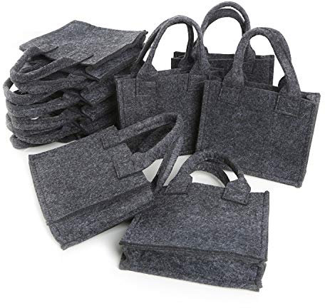 Logbuch-Verlag 10 kleine Geschenktaschen Filz grau schwarz mini 15 x 4 x 12 cm für Kunden give-away Mitgebsel Gäste