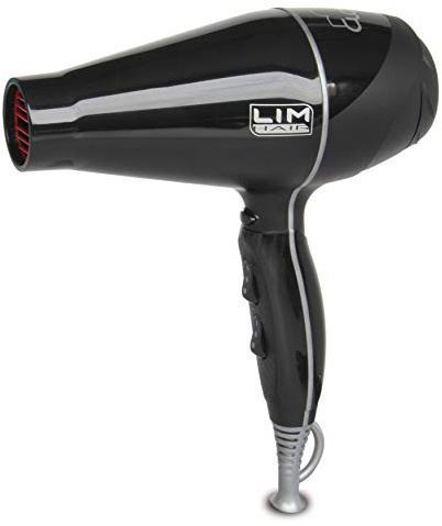 Secador de cabello LIM HAIR CLOUD especialmente LIGERO para uso PROFESIONAL, de alta potencia 2200 W. IONIC TOURMALINE. Con 2 boquillas y 6 opciones de uso (NEGRO)