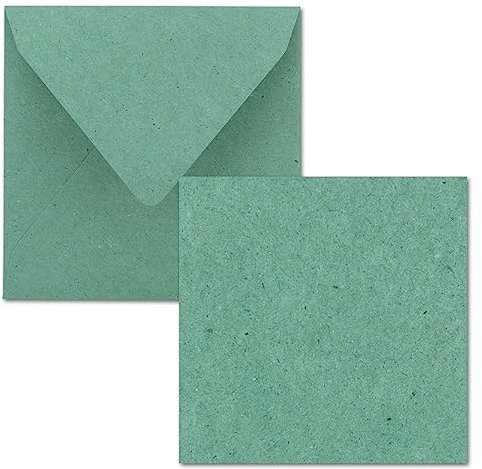 Quadratisches Einzelkarten-Set - 15 x 15 cm - mit Brief-Umschlägen - Kraftpapier Eukalyptus-Grün - 150 Stück - für Grußkarten & mehr - FarbenFroh by GUSTAV NEUSER