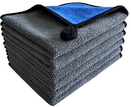 VAIYNWOM 6er Set Mikrofasertücher Autopflege, Sehr Weich Poliertuch 500GSM Microfasertücher Auto Trockentücher, Fusselfreie zum Reinigung Auto Motorrad, Innenreinigung, 30x40cm(±1CM) Blau