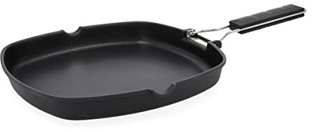 Quid Ebano Asador Aluminio Fundido Mango Plegable 28cm Negro