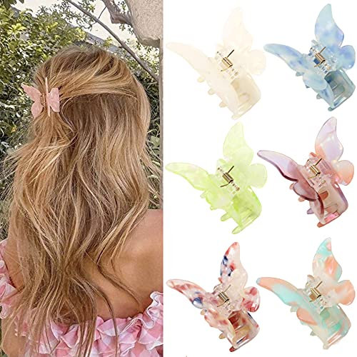 NAISIER - Mollette per capelli a forma di farfalla, 5,8 cm, per ragazze e donne, confezione da 6