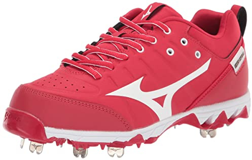Mizuno Damen 9-Spike Swift 7 Low Softball-Stollen aus Metall, Rot-Weiß