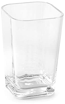 Huang Acrylic Clear Square Toothbrush Holder or Bathroom Tumbler Cup | Shatter-Proof, Stylish, Durable and Modern Minimalist Design