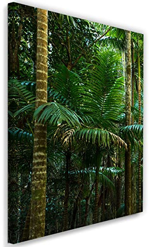Feeby Bild auf Vlies Leinwand Exotik Dschungel Palmen Tropen 30x45 cm Kunstdruck Modern Wandbilder Deko Flur Wohnzimmer Bäume Natur Pflanzen Wald Grün