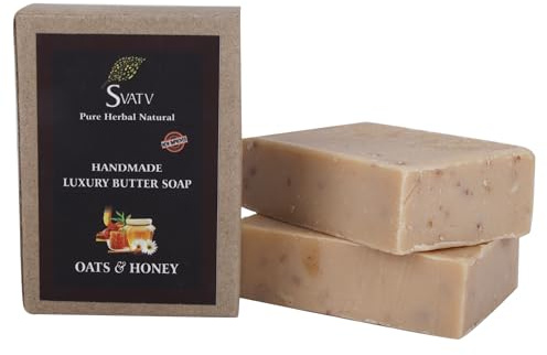 SVATV Handcrafted Seife with Oats & Honey | Soothing Herbs | Moisturized skin - Traditional Ayurvedic Herbal body Seife bars for Men & Women, all skin types - 125g x2 Bars