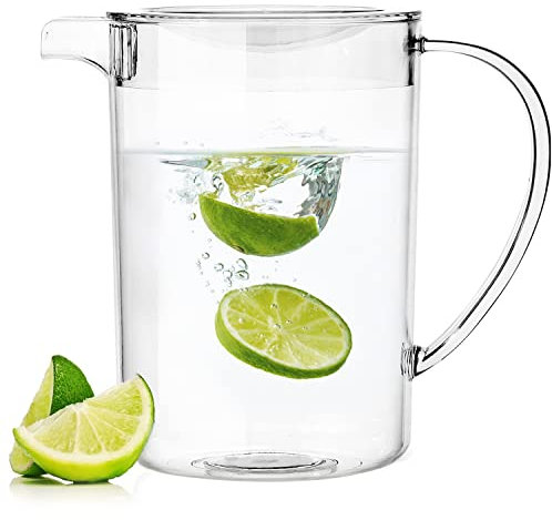 Youngever Jarra de Plástico Con Tapa, 2L Jarra Grande de Plástico Transparente, Jarra de Agua