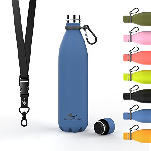 Daikoku - Bouteille Thermique en Acier Inoxydable 750 ML | Boissons Chaudes pendant 12 Heures et Froides pendant 24 Heures | Idéale pour la Randonnée, la Salle de Sport, le Bureau | Bleu