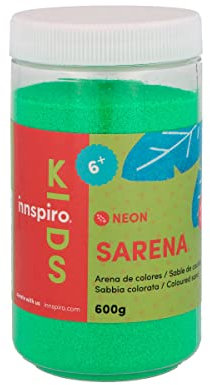 INNSPIRO Arena de colores NEON Verde 600 Gr, para Decoración y Manualidades, Verde neon