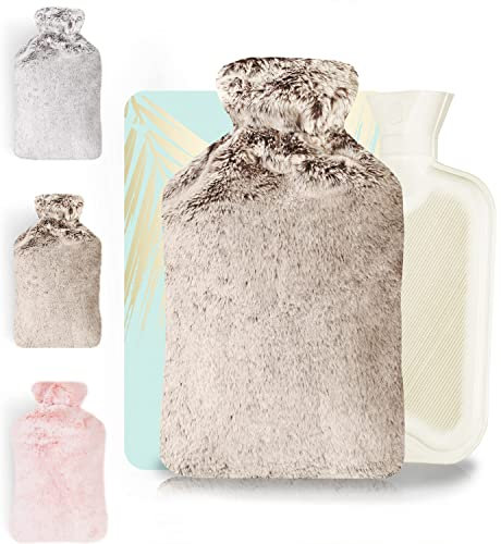 Wärmflasche 2L mit Weichem Bezug - Flauschige Bettflasche für Erwachsene - Wärmflaschenbezug für Rücken, Bauch, Füße und Schultern - Hot Water Bottle Perfekt für Nackenwärme