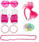 15-teiliges 80er-Jahre-Kleidungszubehör-Make-up-Set, Spitze, Haarschmuck, Neon-Halsketten, Vintage-Ohrringe, Netzhandschuhe, buntes Silikon-Armband, Herz, Brille, 80er-Jahre-Retro-Party-Motto-Party