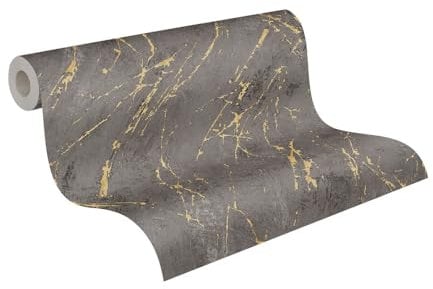 A.S. Création Tapete Marmoroptik Anthrazit Gold THE BOS 388175 Vliestapete Marmortapete 10,05 m x 0,53 m Made in Germany