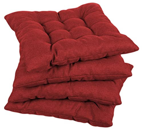 Gutekissen® Stuhlkissen gesteppt Quadrat Polsterauflage Auflage für Stühle/Bänke für Haus und Garten Sitzauflage Gartenkissen Sitzkissen viele Farben (40x40, Rot, 1)