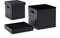 HNNHOME Folding Storage Ottoman Footstool Box, Chest with Lid, Foldable Bench Seat for Living Room, Bedroom, Hallway (Dark Grey-PU, 38 * 38 * 38)