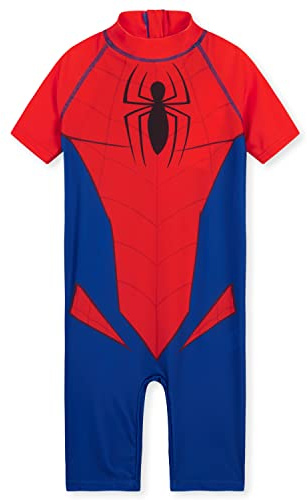 Marvel Costume Piscina Bambino Muta Costume Bambino Mare Nuoto 3-10 Anni Costume da Bagno Bambino Spiderman Hulk Captain America Avengers Regali (Rosso/Blu Spiderman, 4-5 Anni)
