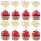 Gyufise 24 Stück Happy Valentine's Day Cupcake-Topper Gold Glitter Sweet Love Thema Valentinstag Cupcake Essen Picks Valentinstag Thema Geburtstag Party Kuchen Dekorationen Zubehör