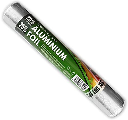 Strong Aluminum Foil Roll - 50m Long and 300mm Wide - Aluminum Tin Foil for Baking, Packing or Freezing - Kitchen Aluminum Roll - Eco-Friendly Recyclable with No Cardboard Packaging. Set by MYPURECORE