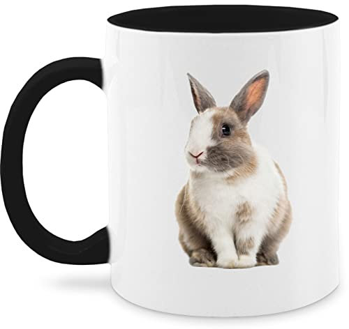 Tasse Tassen 325ml - Ostergeschenke - Hasenmotiv Ostern Hase Motiv Hasen - 325 ml - Schwarz - hasentasse ostertassen, oster mit kaffeetasse kaninchen ostertassen ostermotiv kaffeebecher oster-tassen