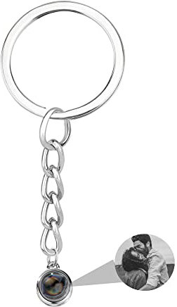 Jacklin F Personalised Photo Keychain Custom Photo Projection Keyring Circle Projection Keychain with Picture Inside for Women Men