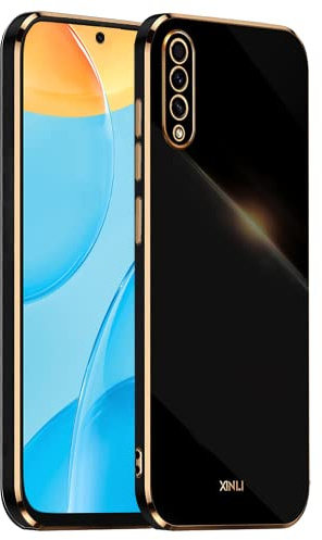 HONLEN Hülle für Samsung Galaxy A7 2018 (6 Inches), Weiche Silikon-TPU-Hülle, Galvanisiertes Rahmendesign - Schwarz