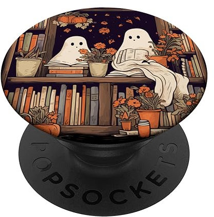Popsockets Popgrip:Spooky Ghost Reading Books In a Library Swappable Popgrip