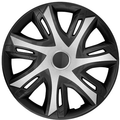 Luckyberg Radkappen 15 Zoll N-Power | Zierkappen in vielen Farben, Radzierblenden 4er-Set für die meisten Automarken und Stahlfelgen. Felgenabdeckung für Autofelgen. (15 - Silver/SCHWARZ)