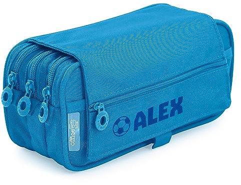 Stikets Personalisiertes Federmäppchen mit 3 Fächern für den Cole, himmelblau, Schulmäppchen